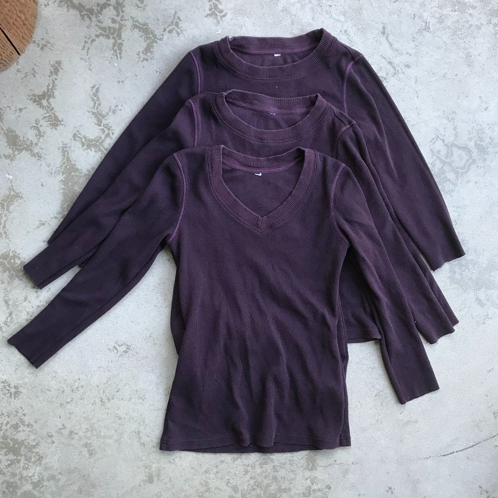 Burgundy Waffle Knit Tops, Lot of 3